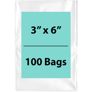 Clear Flat Poly Bags 3"x6" 100 Bags 1.5 Mil